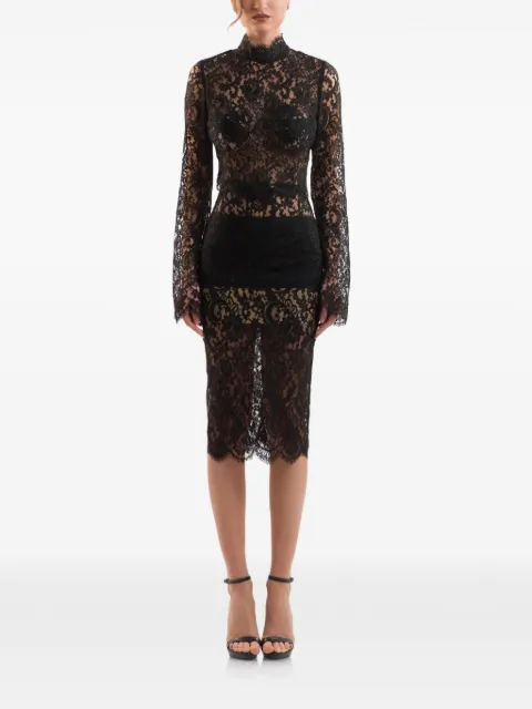 IMROSKA lace-up floral-lace blouse Black LACEBLOUSE