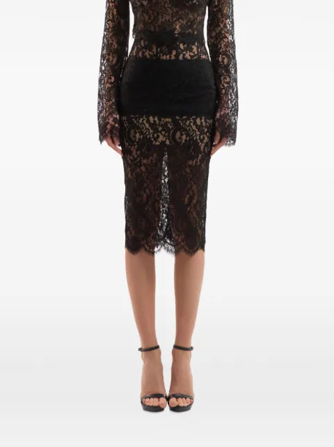 IMROSKA lace-panelled pencil midi skirt Black ZEBRALACESKIRT