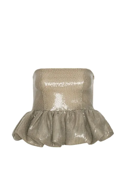 ROTATE BIRGER CHRISTENSEN sequin-embellished peplum top Neutrals 1162871078