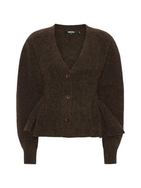 ROTATE BIRGER CHRISTENSEN peplum-hem V-neck cardigan Brown 1166181667