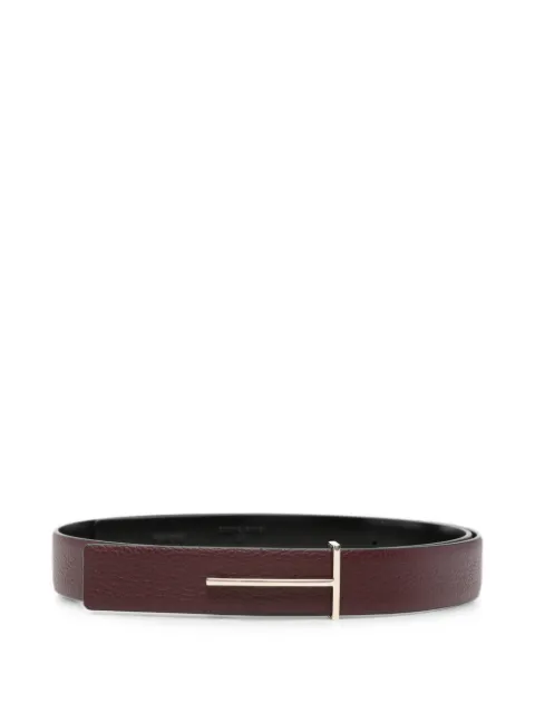 TOM FORD T-logo pebbled leather belt Red WB338LCL624P