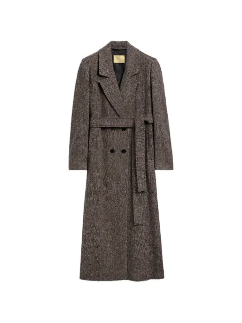 MOMONÌ Elin double-breasted herringbone long coat Black 266MMOCO00926650MO