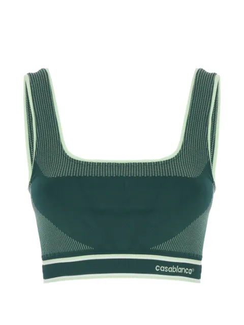 Casablanca seamless striped-trim top Green WPF26ACT051