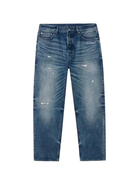 Off-White distressed whiskered straight-leg jeans Blue OWIDEMJN03KTY