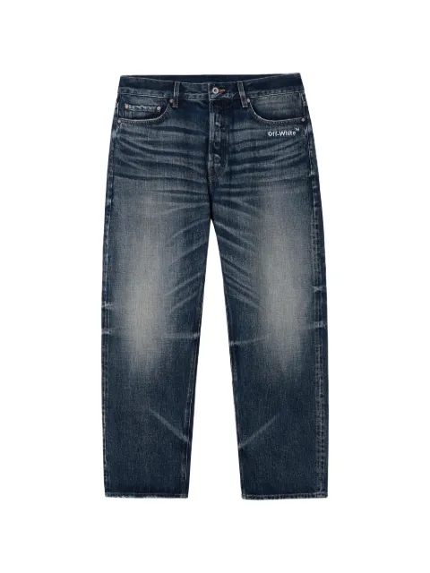 Off-White Diagonals logo-print whiskered straight-leg jeans Blue OWIDEMJN03KTY