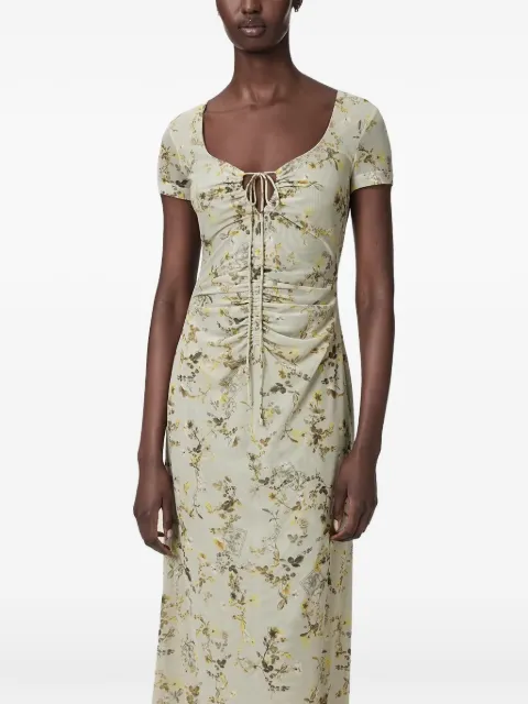 AllSaints Gabby floral-print ruched midi dress Green W237DC