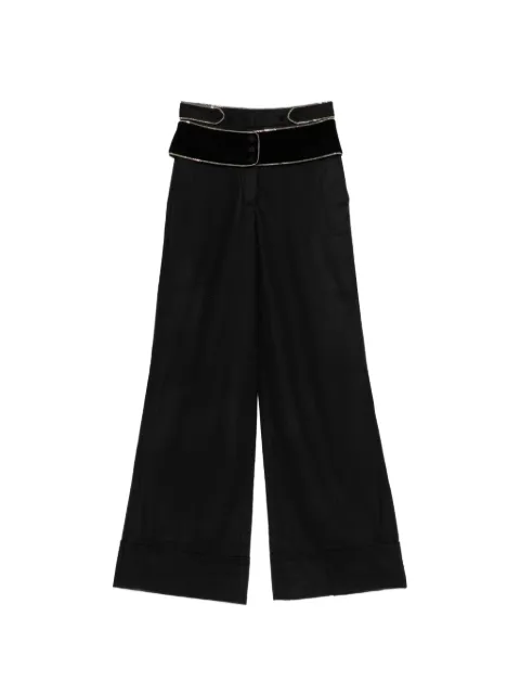 Roberto Cavalli chain-trim velvet-waistband trousers Black FWT200WP035