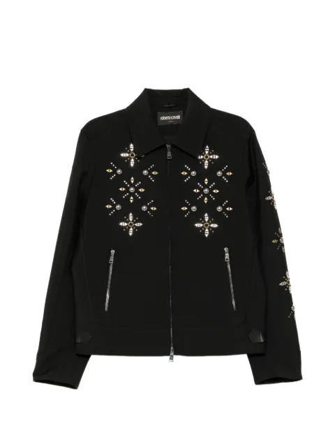Roberto Cavalli stud-embellished zip-up jacket Black HNR826WC008