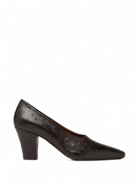 Marsèll Figura ostrich-effect squared-toe block-heel pumps Brown MW8945P026