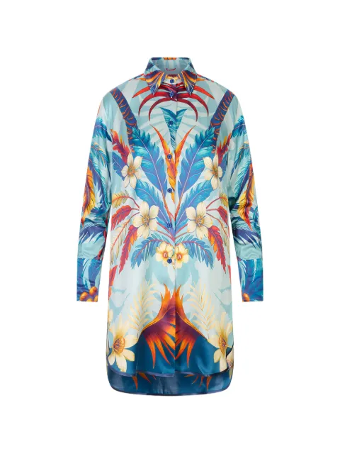 F.R.S For Restless Sleepers floral-print silk shirt mini dress Blue AB000866TE00884