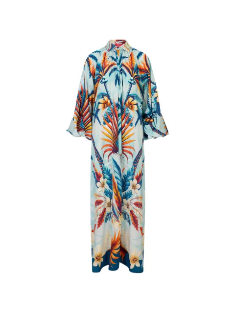F.R.S For Restless Sleepers tropical-print silk maxi dress Blue AB008791TE00883