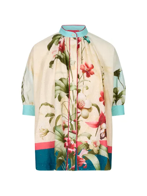 F.R.S For Restless Sleepers Ploto floral-print broderie-anglaise blouse Neutrals CA001026TE00905