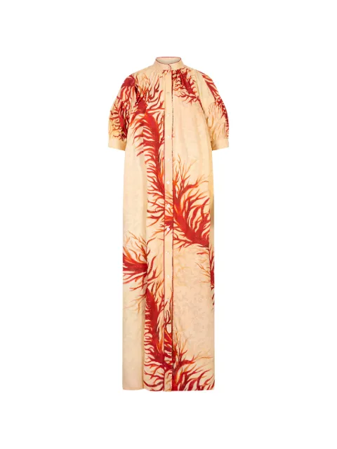 F.R.S For Restless Sleepers Mete coral-print fil-coupé maxi dress Yellow AB000851TE00889