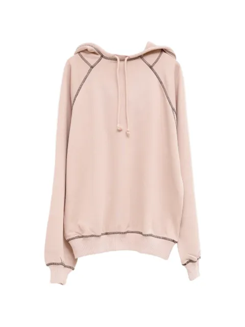 Baserange Fold contrast-stitch raglan-sleeve hoodie Pink PUFOHAFAW26