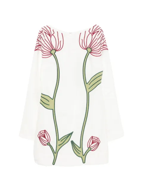 FARM Rio embroidered floral-patch mini dress White 363021