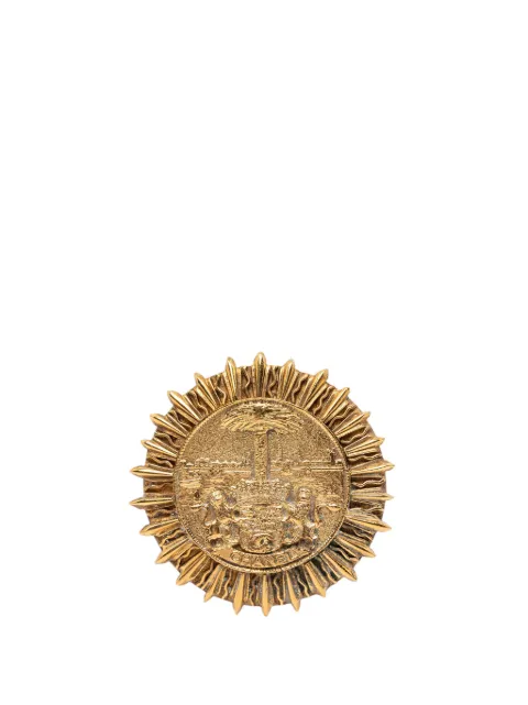 CHANEL Pre-Owned 1970-1980 Gold Plated Coat Of Arms Medallion Sunburst Brooch costume brooch Gold W43239IH38WDZJTG