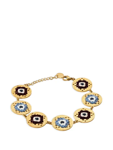 L'EIGHT STUDIO embroidered openwork medallion bracelet Gold BR06GLEYEBM6227M023