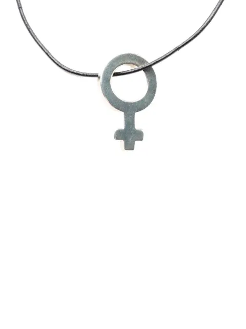 Gucci Pre-Owned 1990-2000 Leather and Sterling Silver Venus Symbol Pendant Necklace costume necklace Black 9R6U9JF63ERCPHP3
