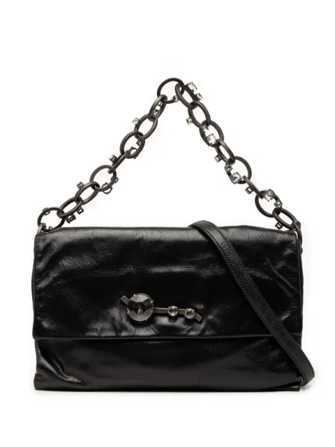 Miu Miu Pre-Owned 2010-2026 Nappa Crystal Chain satchel Black 1IDEHU1I2UD1I8P0