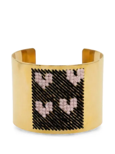 L'EIGHT STUDIO heart-motif embroidered cuff bracelet Gold BR05GLHRTSBM023M659