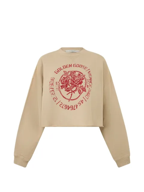 Golden Goose cropped logo-print sweater Brown GWP02769P002644