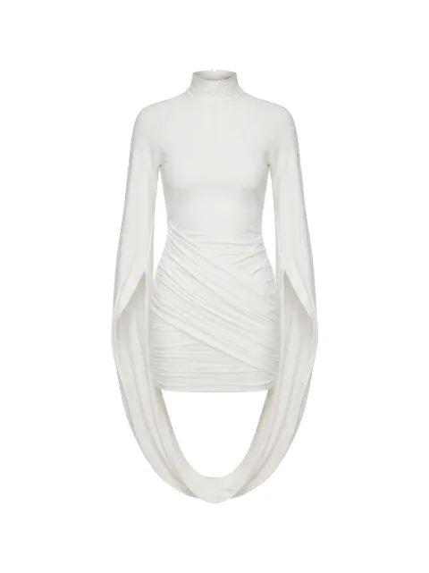 AXEL 113 Luna ruched draped-sleeve mini dress White LUNADRAPESLEEVEDRESS