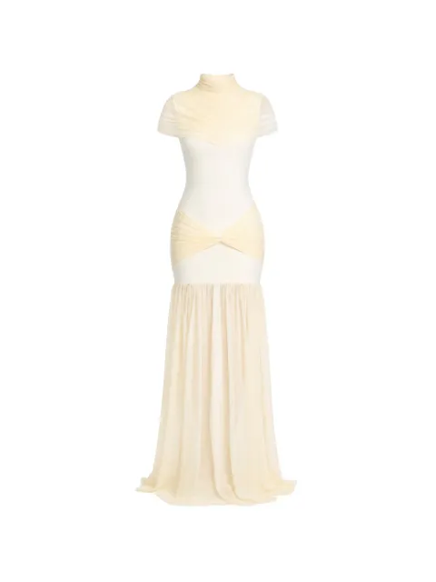 AXEL 113 Grace mesh-panelled maxi dress Neutrals GRACEMESHLONGBUTTERDRESS
