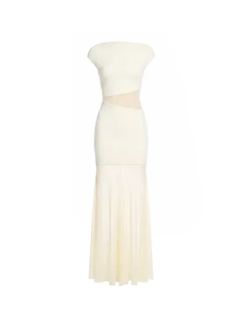 AXEL 113 Noire sheer-panelled maxi dress Neutrals NOIRELONGBUTTERDRESS