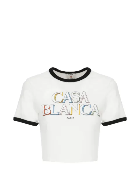 Casablanca logo-print cropped T-shirt White WPF26JTS01002