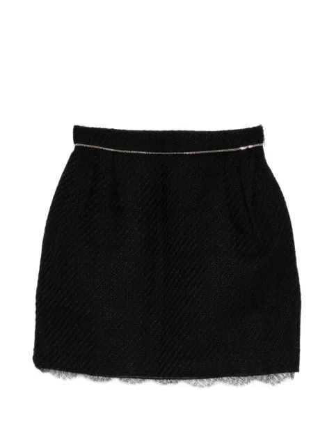 Roberto Cavalli lace-trimmed tweed skirt Black FWT304TG017