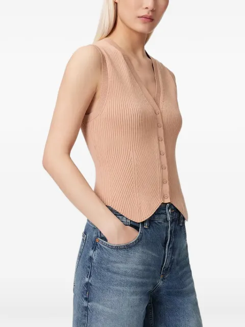 AllSaints Cruz ribbed-knit V-neck top Pink W023KA