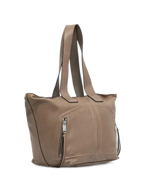 AllSaints Jean zip-detail leather tote bag Neutrals W130XE