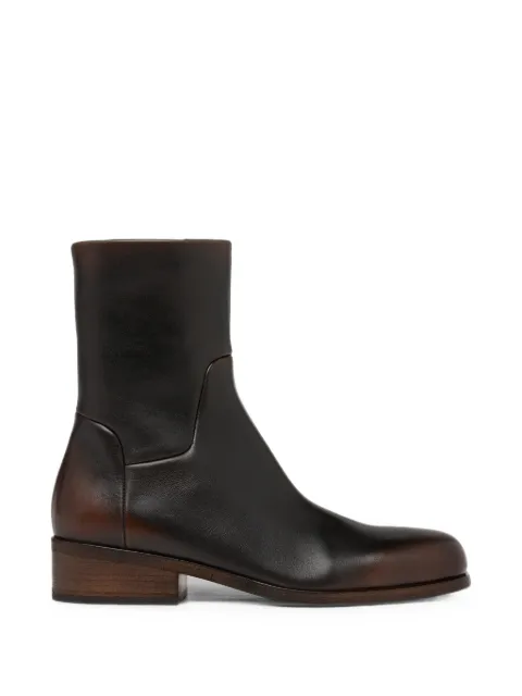 Marsèll Gnocco burnished leather ankle boots Brown MW8950P049