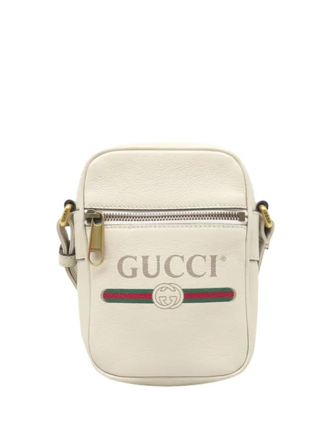 Gucci Pre-Owned 2016-2026 Mini Grained Calfskin Logo crossbody bag White 3GG3RX5SVYBF0PCQ