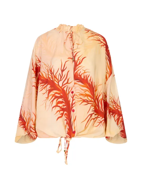 F.R.S For Restless Sleepers coral-print ruffled blouse Neutrals CA001035TE00887
