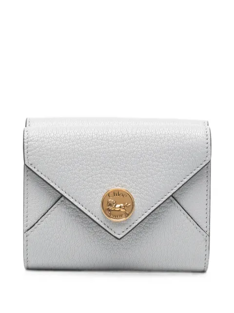 Chloé small logo-plaque trifold wallet Blue CH25SP543O93