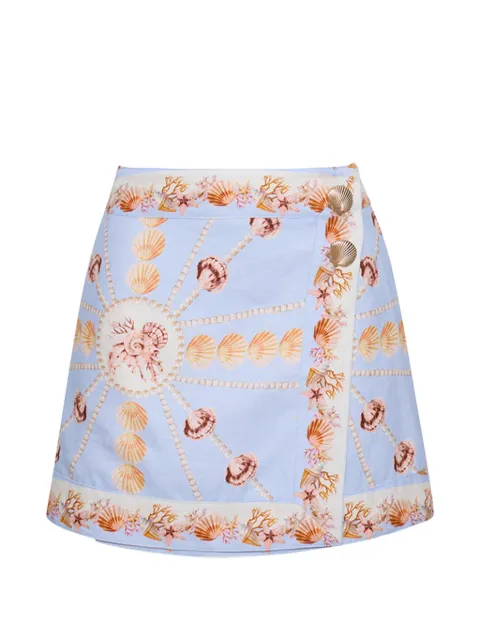 Cara Cara Fischer seashell-print mini skirt Blue 2097SSSI