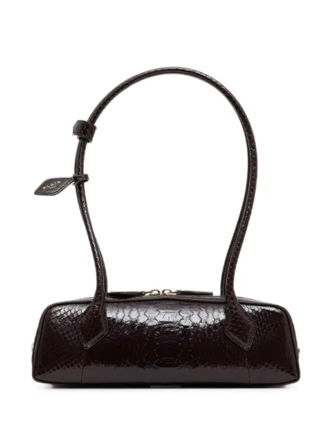 Alaïa small Le Teckel snakeskin-effect shoulder bag Brown AA1S06029Z045