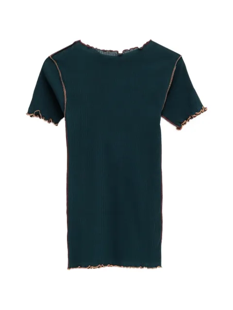 Baserange Vein ribbed lettuce-trim T-shirt Green TTVTCRAW26