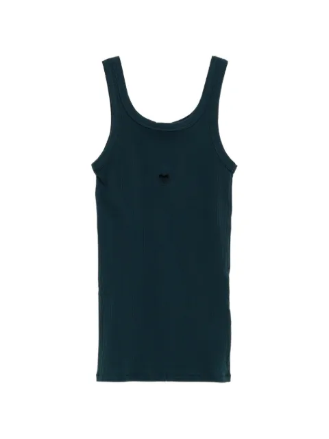 Baserange Heart ribbed-knit tank top Green TOHTCRAW26