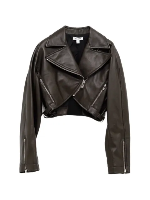 Alaïa zip-detail biker jacket Brown AA9V0313C228D