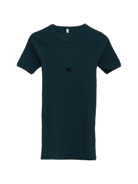 Baserange Heart-cutout ribbed T-shirt Green TTHTSCRAW26