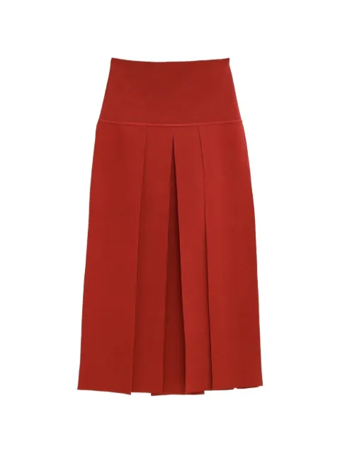 Alaïa pleated high-waisted midi skirt Red AA9J2584K224D