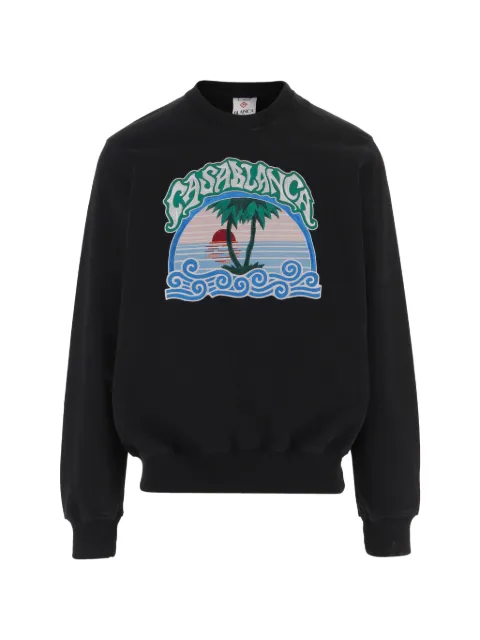 Casablanca embroidered cotton sweatshirt Black MPF26JTP29301