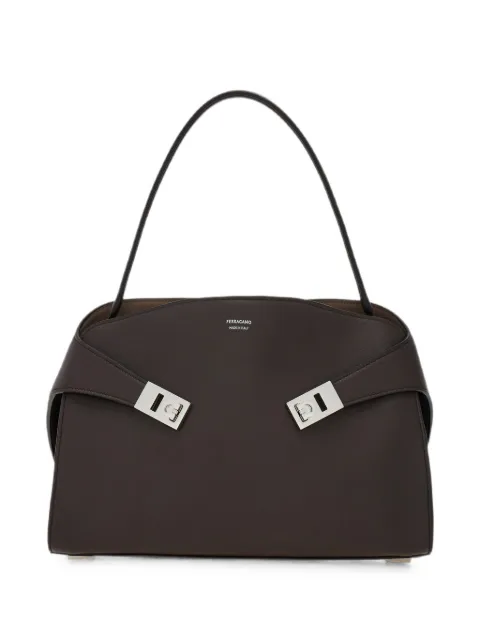 Ferragamo Hug soft bicolour shoulder bag Brown 219816043