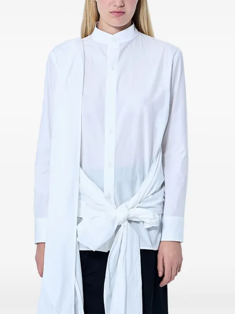 Yohji Yamamoto button-down extended tie detail shirt White FKB130021