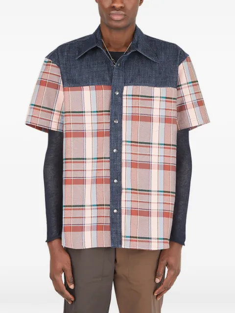 (di)vision check-panel denim-weave shirt Neutrals 009AW21
