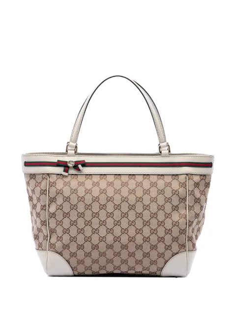 Gucci Pre-Owned 2016-2026 GG Canvas Web Mayfair tote bag White HN6QGVQLNQ0Q780R