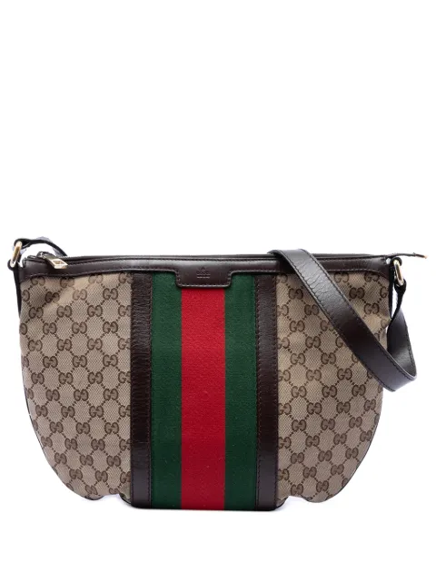 Gucci Pre-Owned 2016-2026 Medium GG Canvas Web Half Moon crossbody bag Neutrals C14ML0N9AJBP5KIH