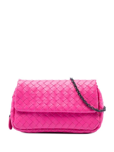 Bottega Veneta Pre-Owned 2012-2026 Mini Nappa Intrecciato Expandable Chain Flap crossbody bag Pink 5X1BGSUZO3DJ6R15